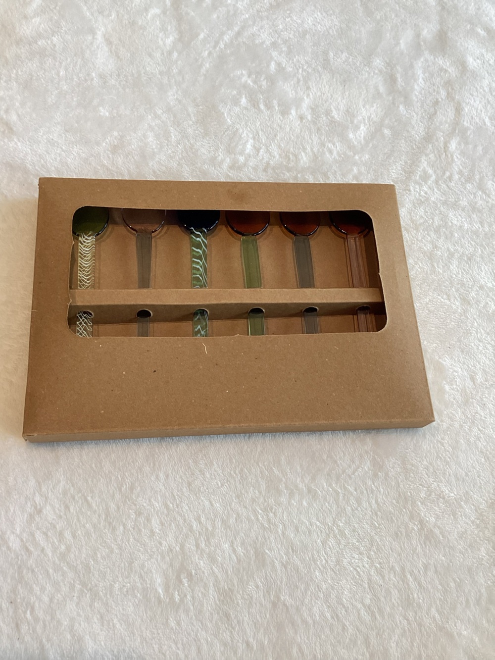 Anthropologie Glass Straight Spoons Set of 6 New Colorful - Picture 3 of 6